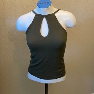 Stretchy cutout high neck tank